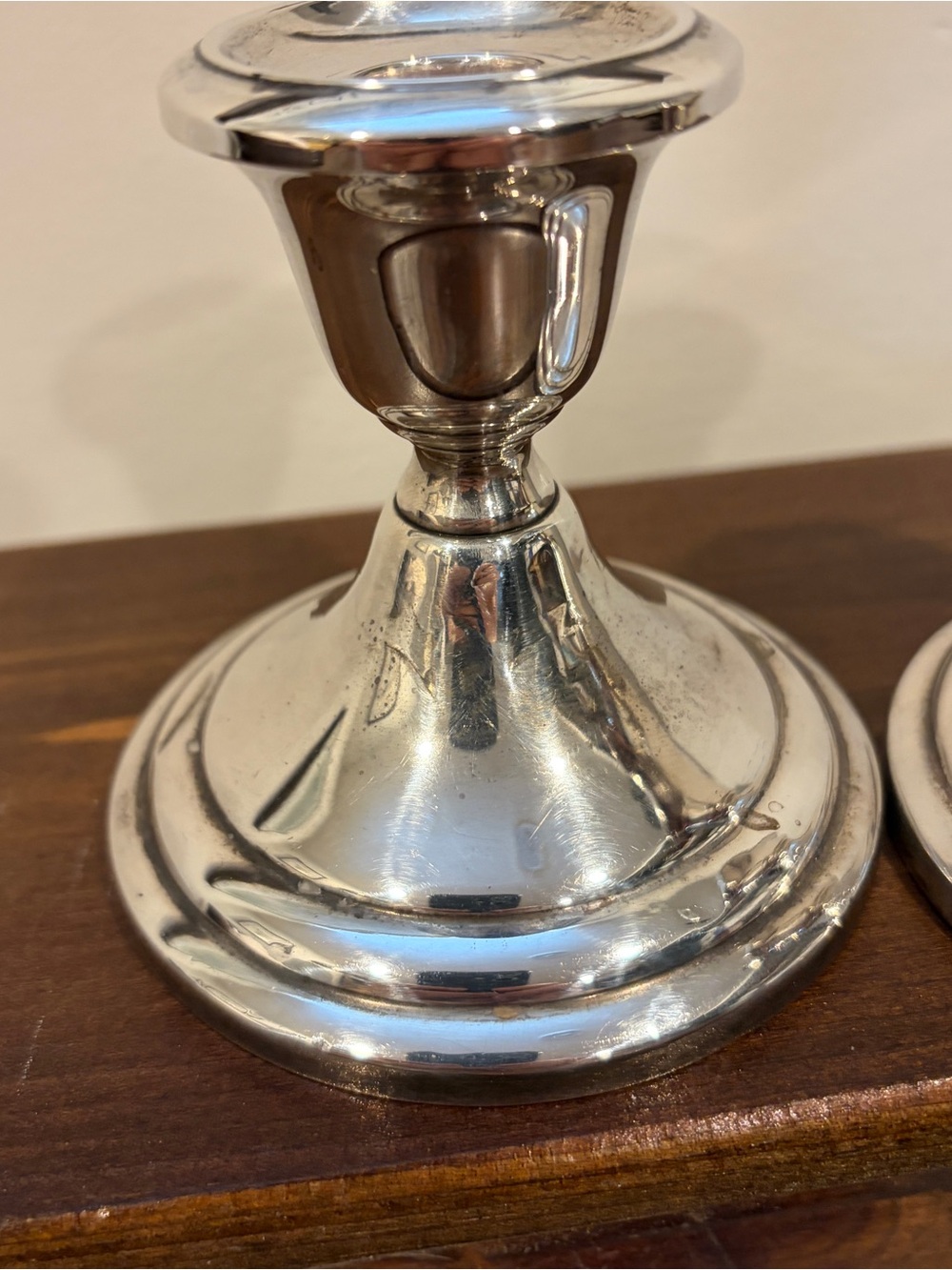 Set of 2 Vintage Sterling Silver Weighted Candlestick Holders - Picture 3 of 11